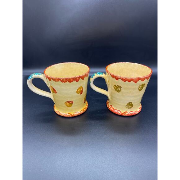 Vintage Italica ARS Pottery Set of 2 Mugs Cups Hand Painted Rooster Italy - Picture 2 of 5
